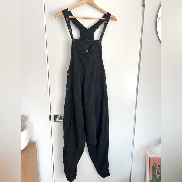 Harem Pants - Harem Style Black Cotton Overalls S/M